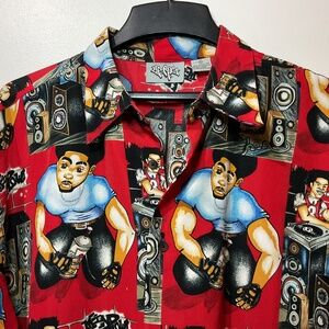 Vintage Up Ro’s Hip Hop Urban DJ Men’s Button Front Shirt Size XL